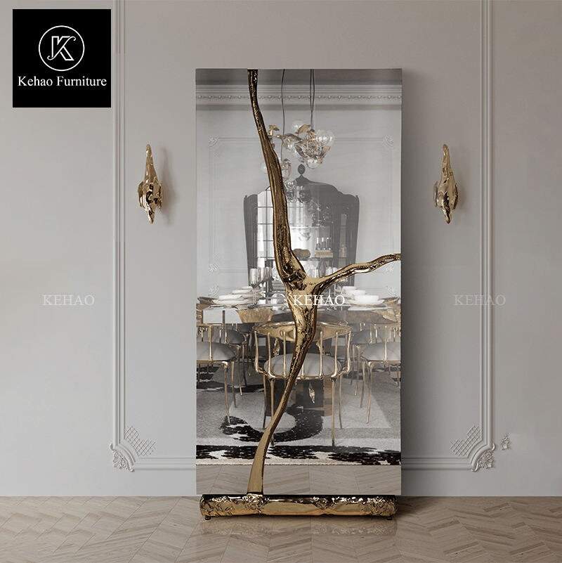 Living Room Luxury Home Furniture Silver Mirror Finished Stainless Steel Wine bar Cabinet