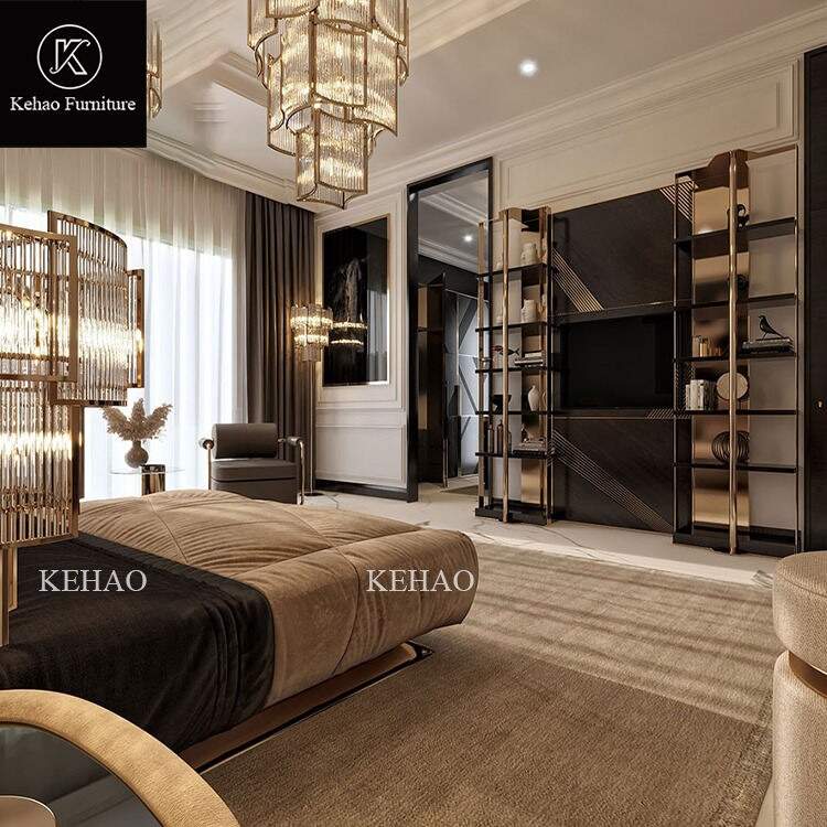 Luxury Double Comfortable Classical Design European Cream Leathe Bed