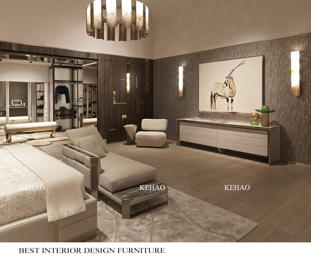 Luxury Bedroom Furniture High End Leather Double Bed Big Headboard Luxury King Size Bed