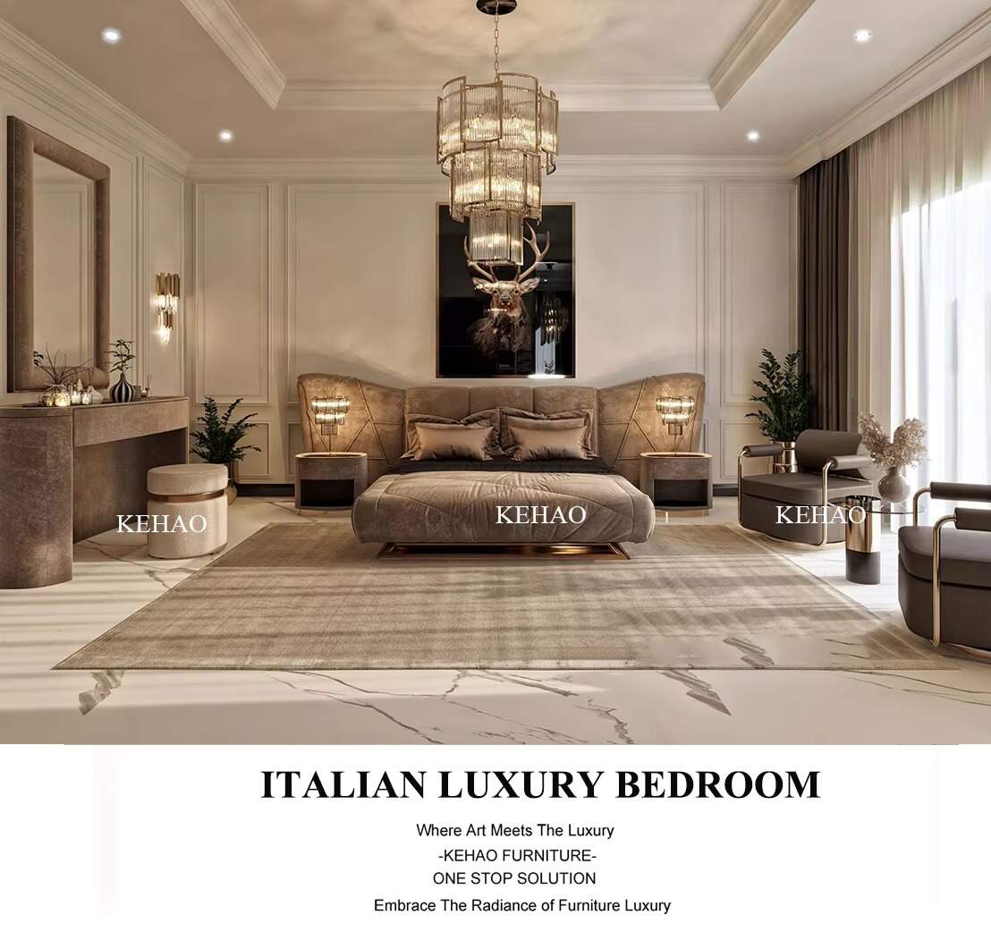Luxury Double Comfortable Classical Design European Cream Leathe Bed