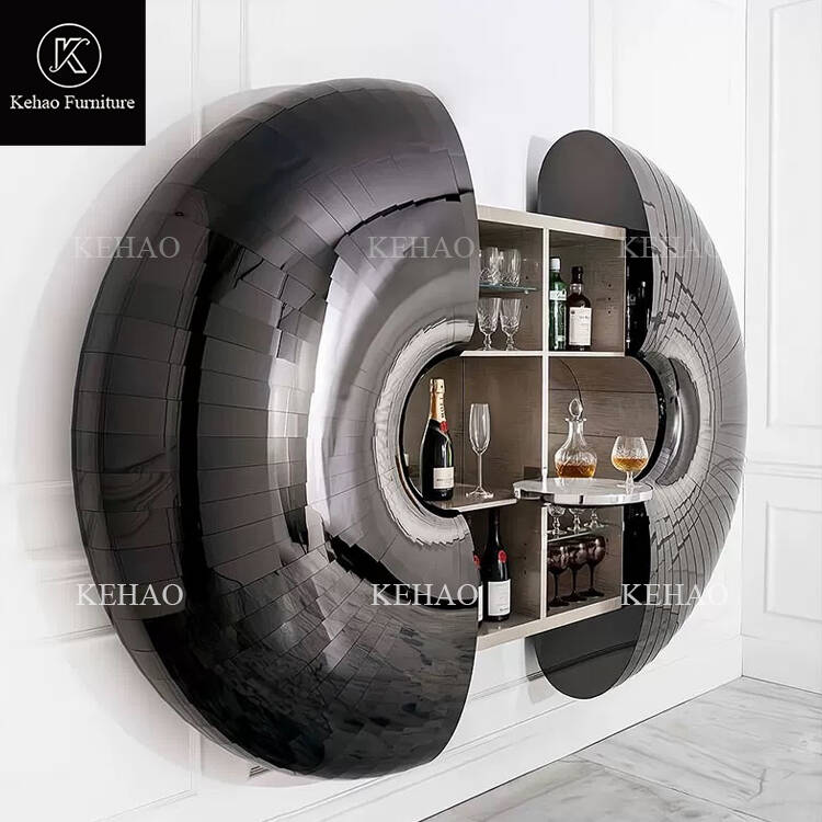 Luxury Wine Cabinet Wall Hanging Storage With Portuguese Sea Urchin Design