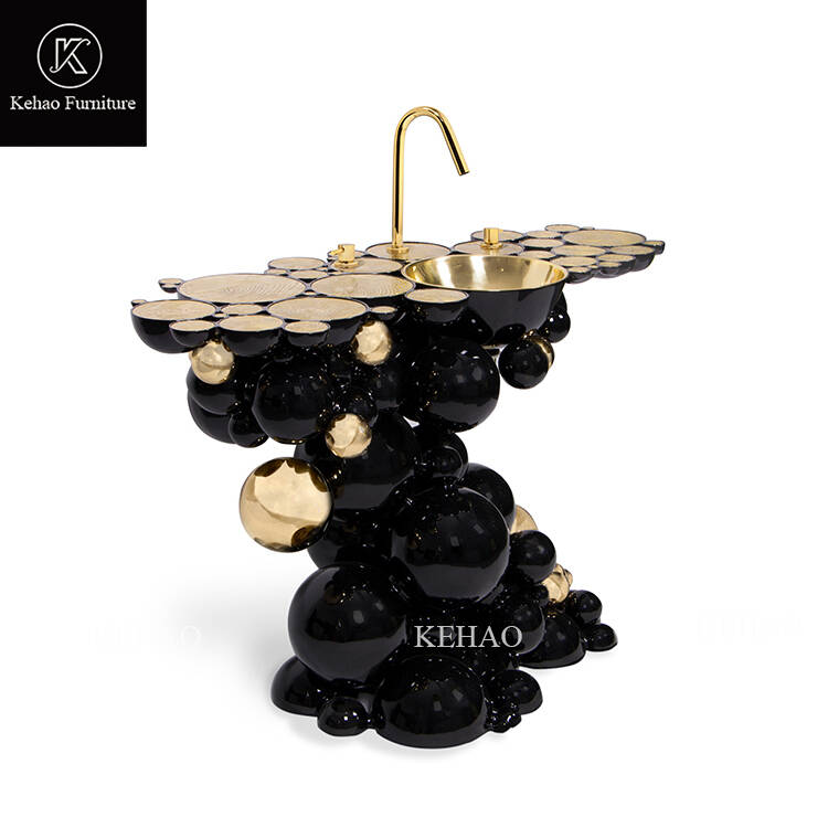 Luxury Villa Black Stainless Steel Ball Shape Bathroom Sink Freestanding Washstand Newton Washbasin